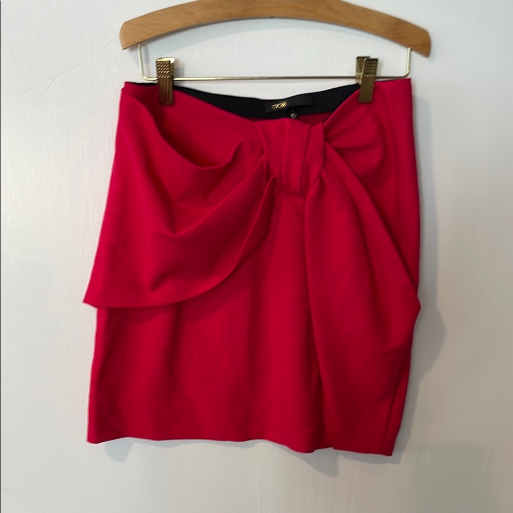 Maje Red Bubble Tie Front Mini Skirt